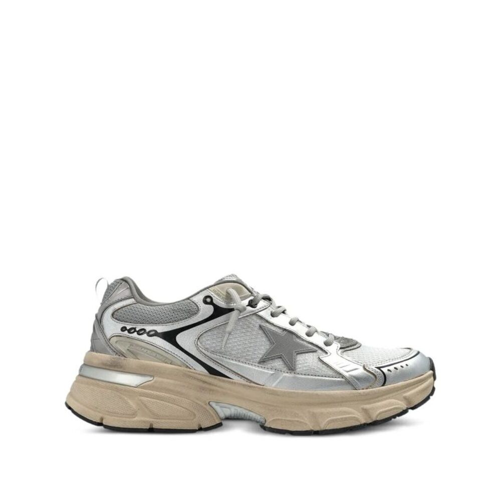 Golden Goose Men Lightstar Laminated Leather And Mesh Sneakers
